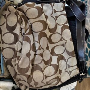 Coach Signature Brown and Tan Shoulder Bag